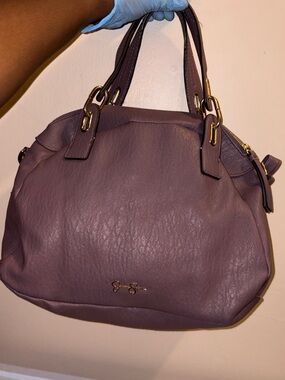 Jessica Simpson Mauve Leather Satchel with Gold Hardware
